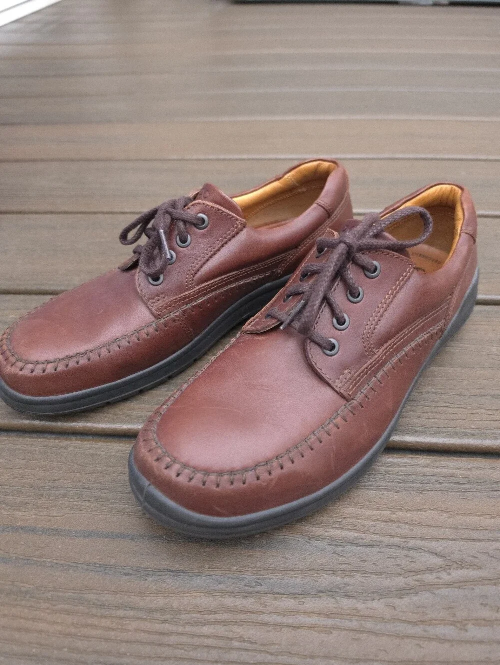 Ecco Seawalker Men's 43 US 9.5-10 Brown Leather Casual Oxford Lace Up Shoes